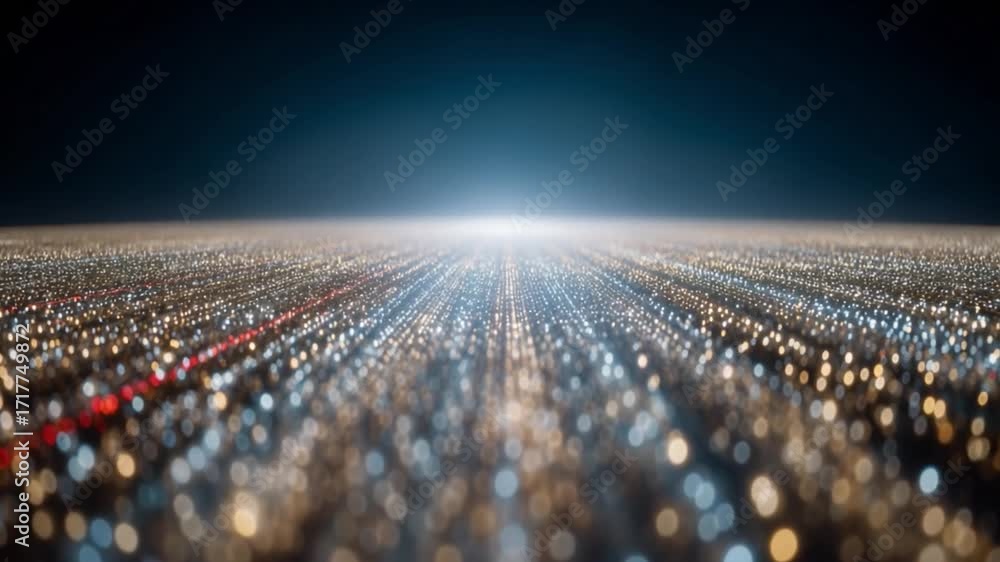 Aufkleber abstract digital horizon: a captivating visual journey through a sea of shimmering data points, arra