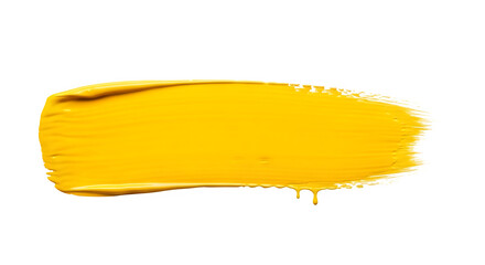 Vibrant golden yellow paint stroke textured abstract artistic background creative design element isolated on transparent background