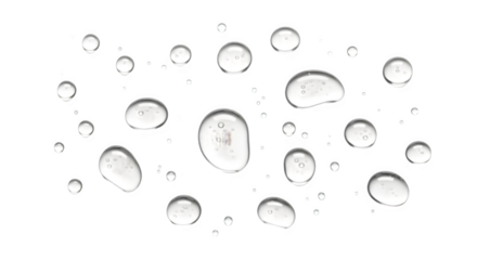 Abstract white droplets pattern organic shapes isolated on dark textured surface isolated on transparent background