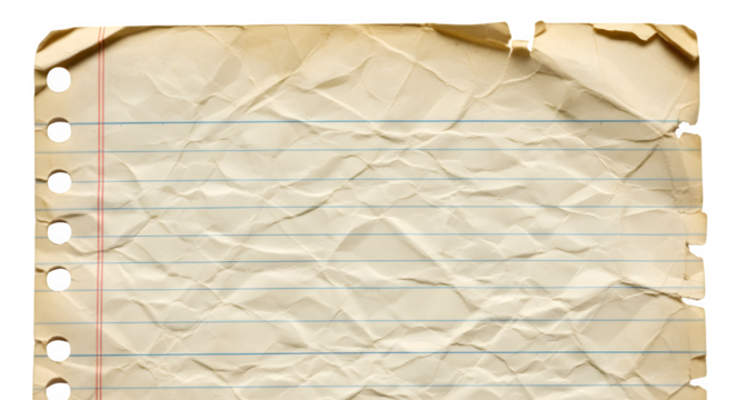 Aged textured paper with handwritten text and burned edges vintage document for historical concepts isolated on transparent background