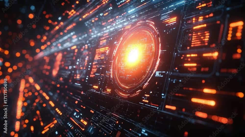 Aufkleber futuristic tech abstract: an immersive, futuristic abstract composed of intricate circuit patterns a