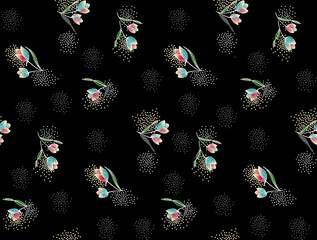 Abstract seamless color full paisley flower leaf bunch pattern