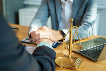 Fototapeta premium Legal advice concept: A lawyer or legal advisor is someone who listens and gives advice to business people.