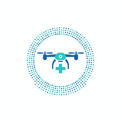 Medical Drone Cross Healthcare Vector Logo
