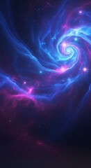 Fototapeta premium Cosmic Spiral Nebula A mesmerizing swirl of purple and blue nebula clouds in space