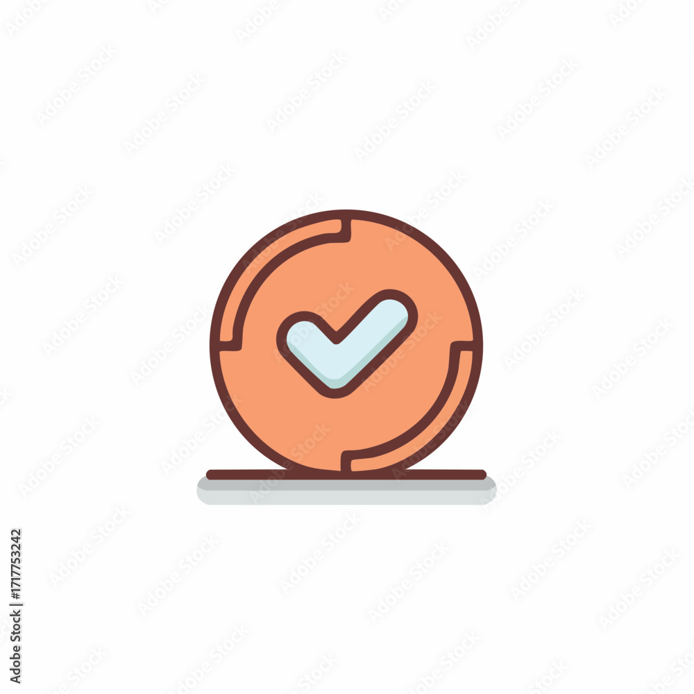 Poster illustrated vector checkmark in a round button confirming completion or approval
