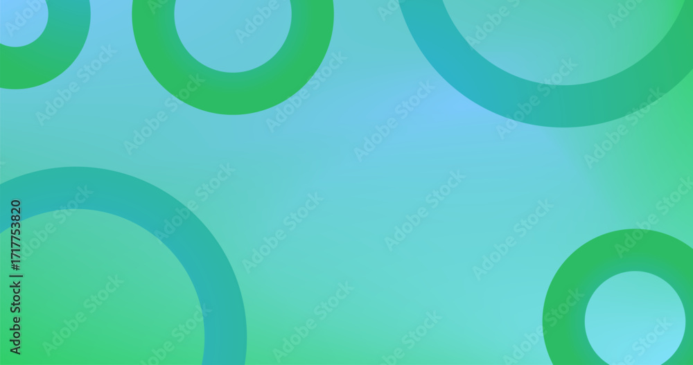 Poster green blue background with gradient circles different shades and thickness abstract pattern