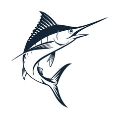 Jumping Marlin Fish Logo – Sport Fishing and Ocean Wildlife Illustration