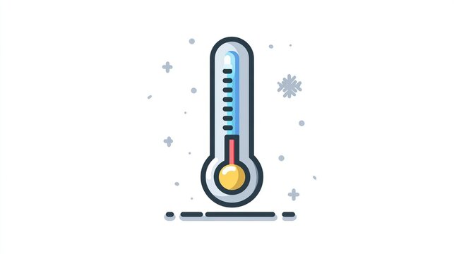 A stylized thermometer shows a cold temperature