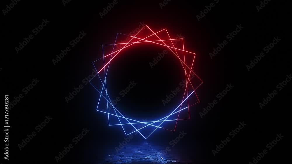 Poster geometric gradient background with star shapes and reflection. neon star animation. abstract video b