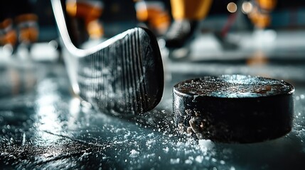Obraz premium Players showcase skill in a thrilling ice hockey match on the rink