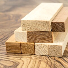 Stacked wood planks of various tones