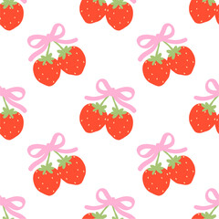 Seamless pattern with cute strawberry.
