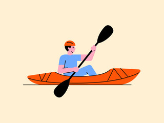 Dynamic person paddles bright orange kayak through serene waters, embracing adventure and outdoor freedom.