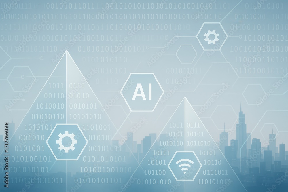 Aufkleber abstract technology background with ai concept and digital elements in blue color scheme