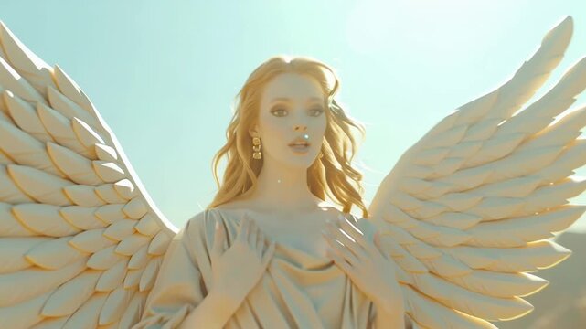 Angel on Mountaintop with Swooping Camera Motion.