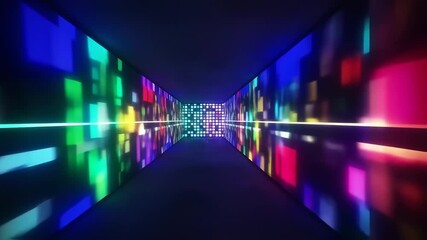 Colorful tunnel with vibrant pixelated walls - Powered by Adobe