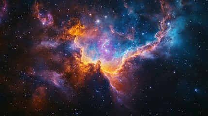 Fototapeta premium A colorful nebula glows brightly, surrounded by countless stars in deep space