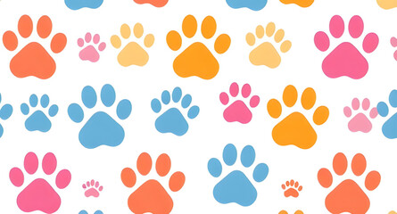 pet paws seamless vector, animal paw motif, minimal paw print pattern, pastel paw print design, simple paw repeats, modern paw layout, clean paw tile, dog cat kawaii paws, seamless baby pet paws, cute