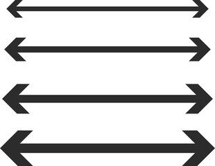 Fototapeta premium Dual sided long arrow set. Horizontal long straight arrows collection. Double side long arrow symbol. Two sided long arrow