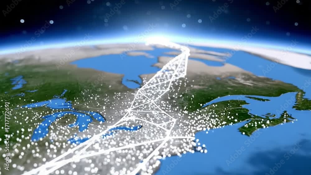 Aufkleber global network connectivity: a stunning depiction of interconnectedness, showcasing glowing lines ma