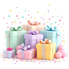 Obraz premium colorful gift boxes A festive element depicting joy, with a gift floating in the middle. Warmth in Giving