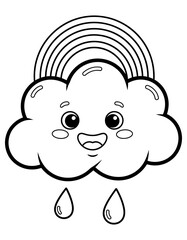 Vector art of cute cloud with rainbow, a cheerful coloring page for kids to enjoy coloring page design