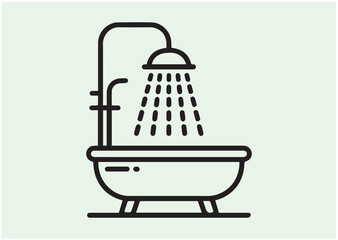 Bathroom with Shower line art vector