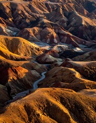 Colorful, textured mountain landscape