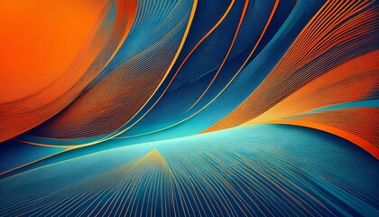 abstract blue and orange background with lines generative ai