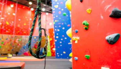 Colorful indoor rock climbing gym