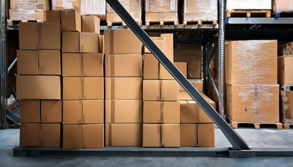 close up of cardboard box packages conveying a sense of order and efficiency in warehouse