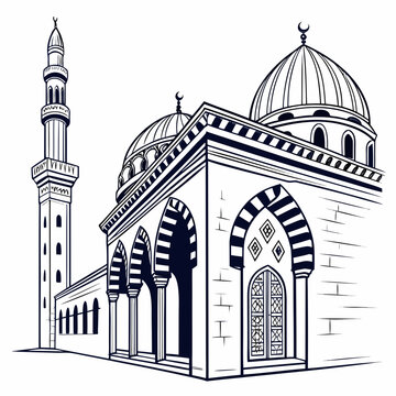 black and white mosque building clip art preview