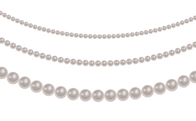 Pearl necklace White pearl beads necklaces background, pearl string border, Vector illustration