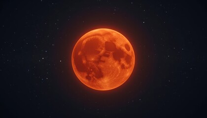 Obraz premium Super blood moon rising over a starry sky celestial event nighttime astrophotography perspective