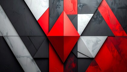 Abstract triangles and quadrilaterals in red and black