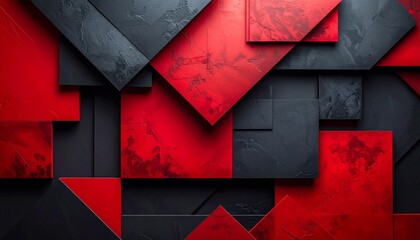 Abstract red and black geometric panels
