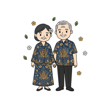 Couple wearing batik clothes on International Batik Day