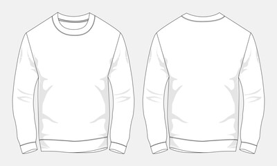 Long sleeve sweatshirt technical drawing template front and back