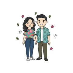 Couple wearing batik clothes on International Batik Day