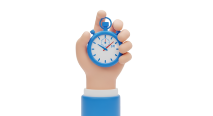 Hand Holding a Blue Stopwatch