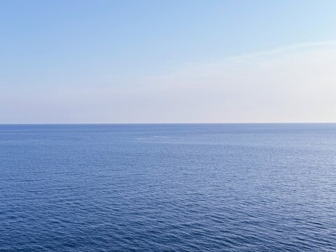 Blue sea and blue sky.