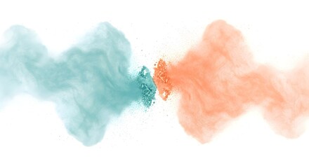 Fototapeta premium Soft Watercolor Collision , Teal Meets Coral in a Gentle Blend