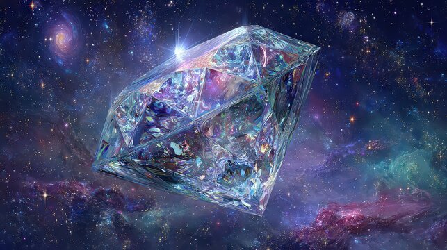 Colorful Crystal Cube In Space