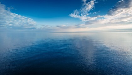 A High Resolution Image Of The Surface Of Calm Sea Waters Reflecting The Sky