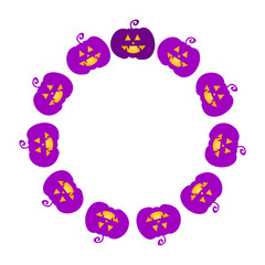 Purple Pumpkin Circle Frame for Halloween