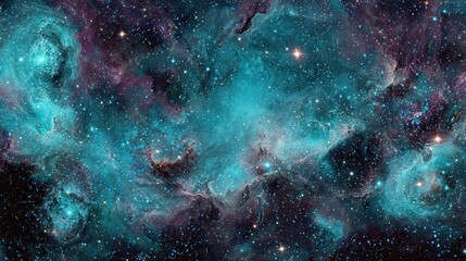 Obraz premium Cosmic Nebula Displaying Vibrant Colors and Scattered Stars