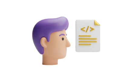 3D Character Studying Code on a Document