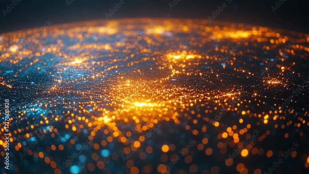 Aufkleber illuminated global network: abstract artistic representation of a connected global network. represen