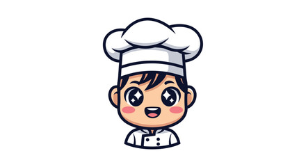 Cute Cartoon Chef Character with Big Eyes and Toque.